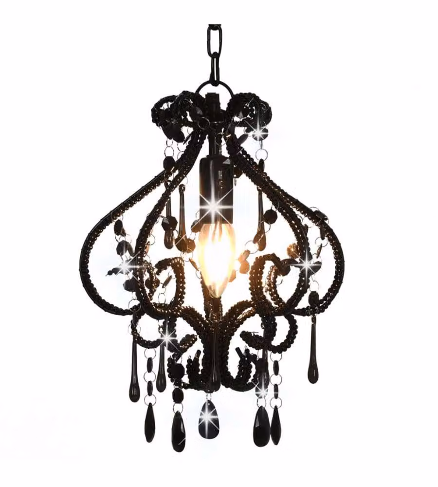 Lampadario con Perle Nero Rotondo E14