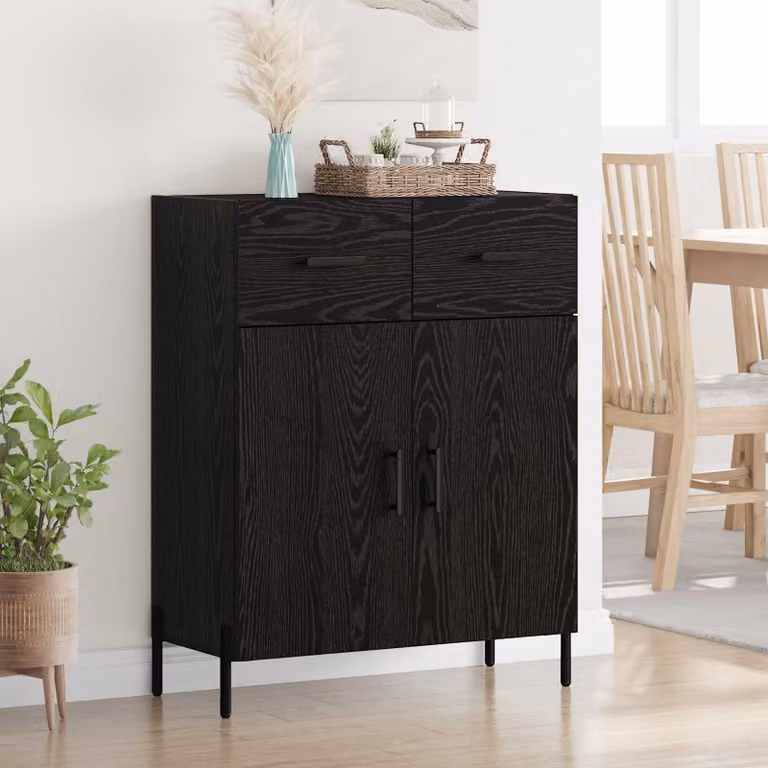 Credenza moderna vidaXL in legno MDF nero lucido L/P/H: 69,5 x 34 x 90 cm