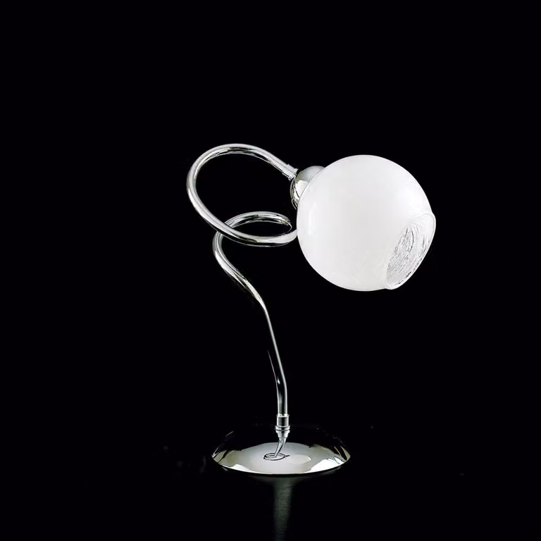 Lumetto Moderno 1 Luce Ferro Cromato e Vetro Satinato Serie Cleo
