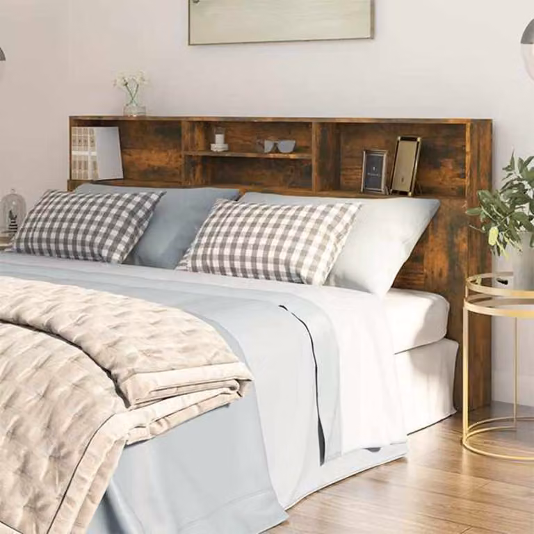 Testiera con Contenitore vidaXL in Rovere Fumo, L: 200 cm, P: 19 cm, H: 103,5 cm