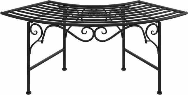 Panca da giardino Outsunny in acciaio nero opaco per patio e terrazza, L: 113 cm, P: 40,5 cm, H: 50,5 cm