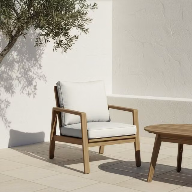 Set di 2 poltrone da giardino Banak in legno massello di acacia in stile scandinavo per esterno