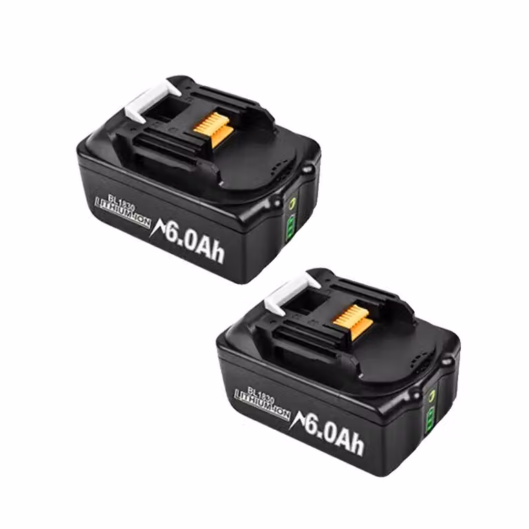 Batteria Makita agli ioni di litio da 18 V, capacità 6000 mAh, caricabatterie rapido versatile, 2 pezzi 6,0