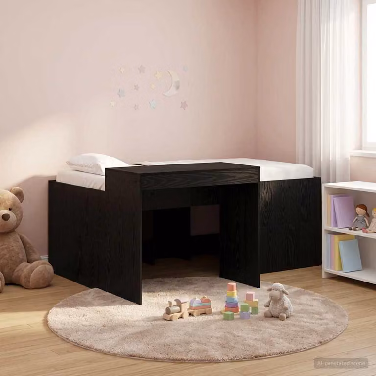 Maison Exclusive - Letto a soppalco con scrivania per bambini, colore nero, dimensioni 80 x 160 cm