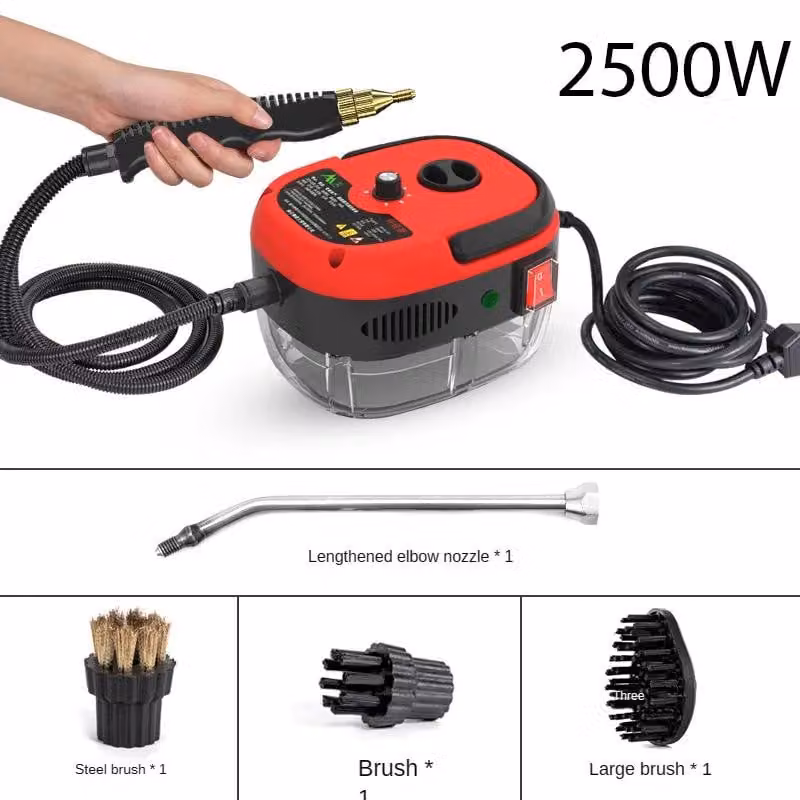 Pulitore a vapore portatile - 1600W - Temperatura elevata ≥105 °C - Ideale per condizionatori, cucina, auto, uso domestico - 220V EU - Rosso