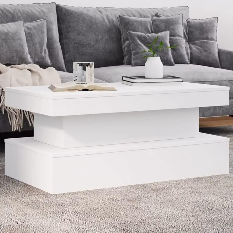 vidaXL Tavolino da Soggiorno Moderno Bianco Lucido L: 90 cm, P: 50 cm, H: 40 cm