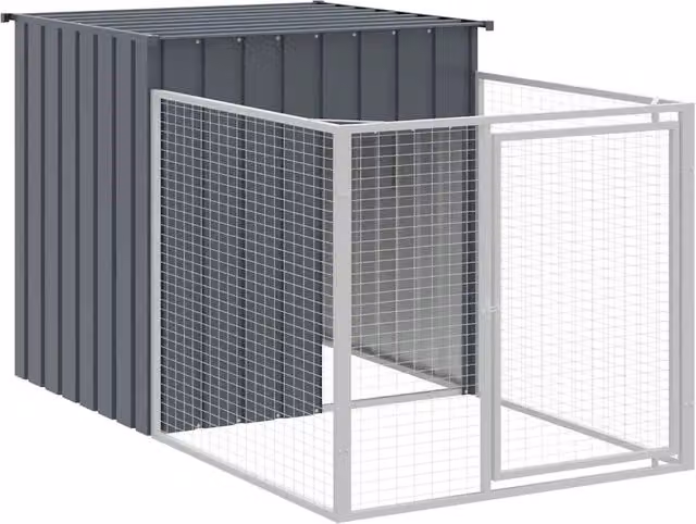 Casetta per cani in metallo antracite con tetto in acciaio zincato CFW3944109 L/P/H: 201 x 110 x 110 cm