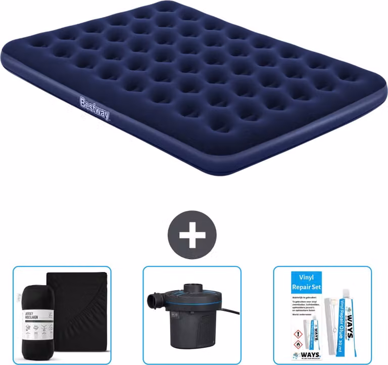 Materasso gonfiabile Bestway - 2 persone - 152 x 203 x 22 cm - Blu - Accessori inclusi
