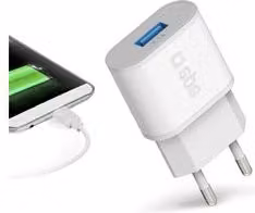 Caricabatterie USB Type-A SBS Wall Charger 10W Fast White TETR1USB2AWFAST