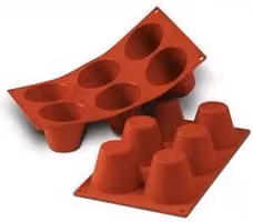 Stampo per muffin Silikomart in silicone rosso da 6 pezzi con diametro di 7,5 cm