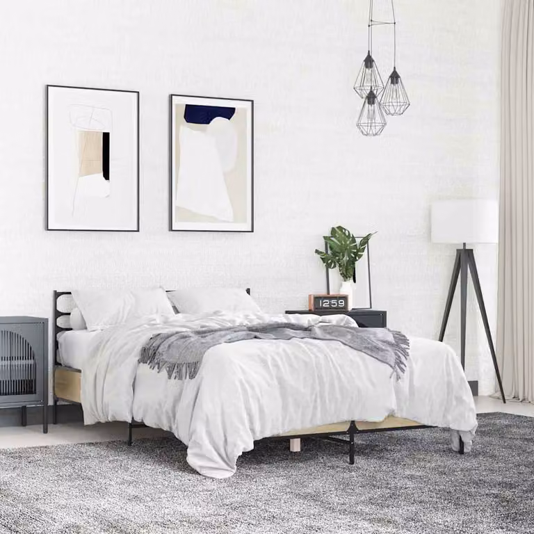 Giroletto vidaXL in Rovere Sonoma e Metallo, L 140 x P 200 cm
