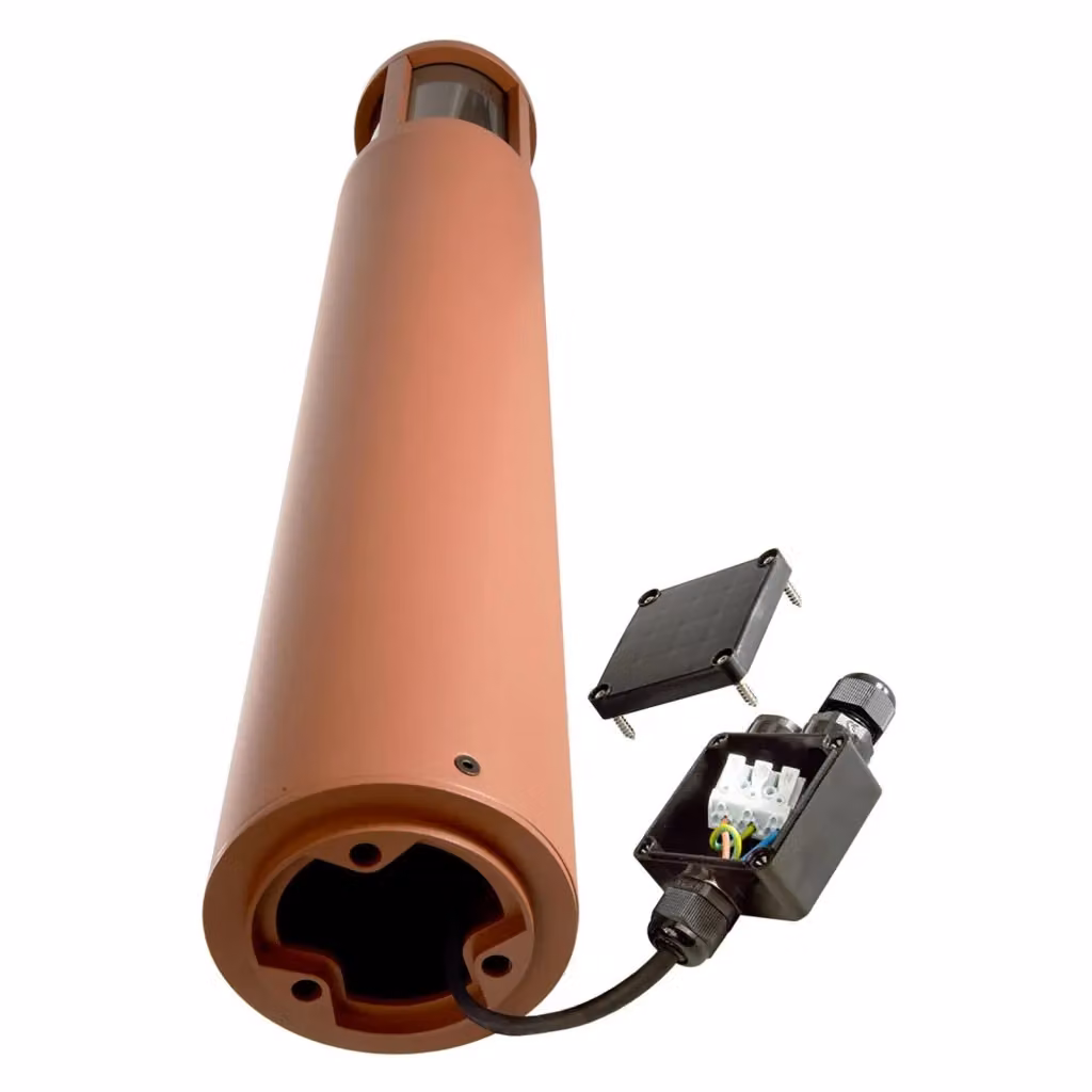 Lampione da esterno PLANETITALY FACADO II ROUND in metallo color marrone con diffusore in vetro trasparente, impermeabile IP65, con palo da 100 cm e attacco E27 – 2