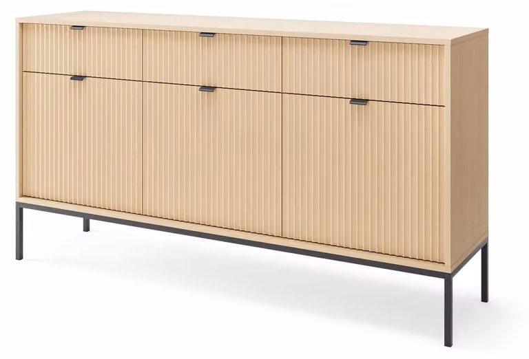 Credenza FURNLUX Avon Rovere e Nero 154 cm / Colore principale: Beige / Dimensioni: 154 x 83 x 39 cm