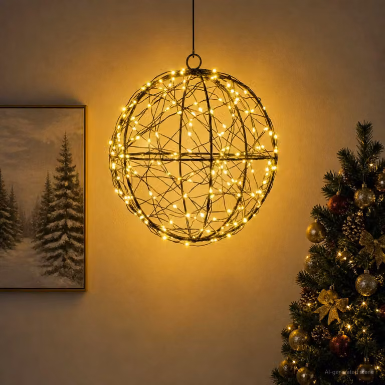 vidaXL Luce a punta di Natale 200 LED Bianco caldo Diametro 20 x 22 cm