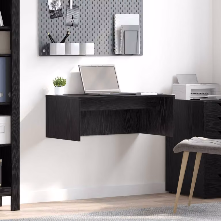 Scrivania a parete sospesa vidaXL in legno ingegnerizzato nero opaco L: 80 cm, P: 60 cm, H: 30 cm