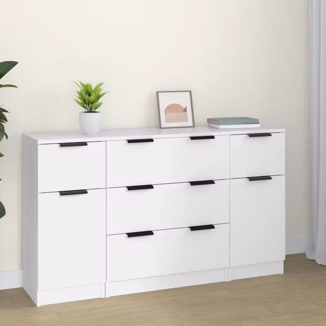 Set di 3 credenze a parete vidaXL in legno multistrato bianco per la tua sala da pranzo