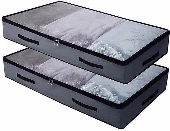 Contenitore pieghevole in tessuto Oxford morbido, con coperchio e maniglie, ampio vano di stoccaggio, dimensioni 97 x 50 x 14 cm