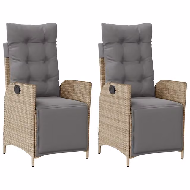 Sedie da Giardino Reclinabili 2 pz | Sedie da Esterno con Poggiapiedi Polyrattan