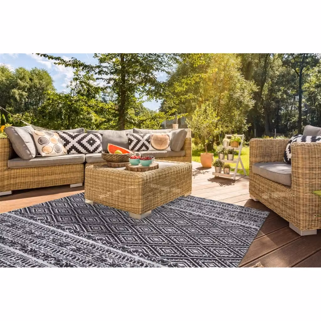 Tappeto Sunny 100 KENDRA HOME in poliestere nero e grigio stile vintage moderno L: 160 cm, P: 230 cm – 2