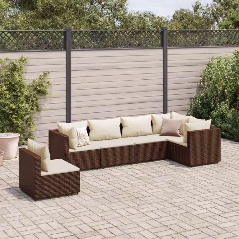 Maison Exclusive - Set da giardino 6 pezzi con cuscini Marrone Poly Rattan