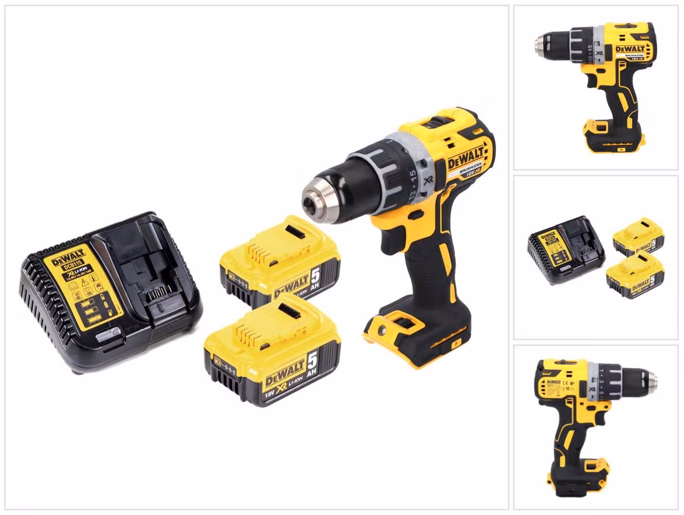Trapano avvitatore a batteria DeWalt DCD 791 P2 18 V 70 Nm Brushless + 2 batterie 5,0 Ah + caricabatterie