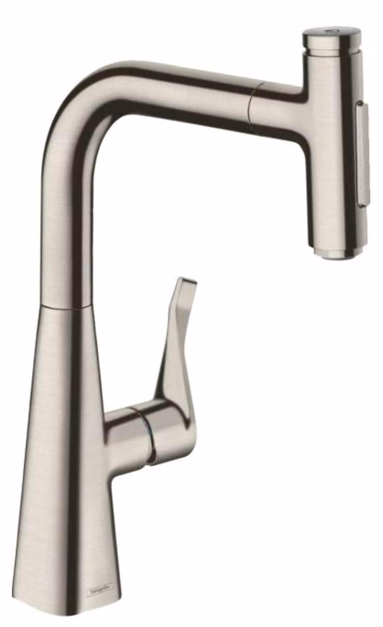 Rubinetto con doccetta estraibile, 2 getti, 238 mm, acciaio inossidabile