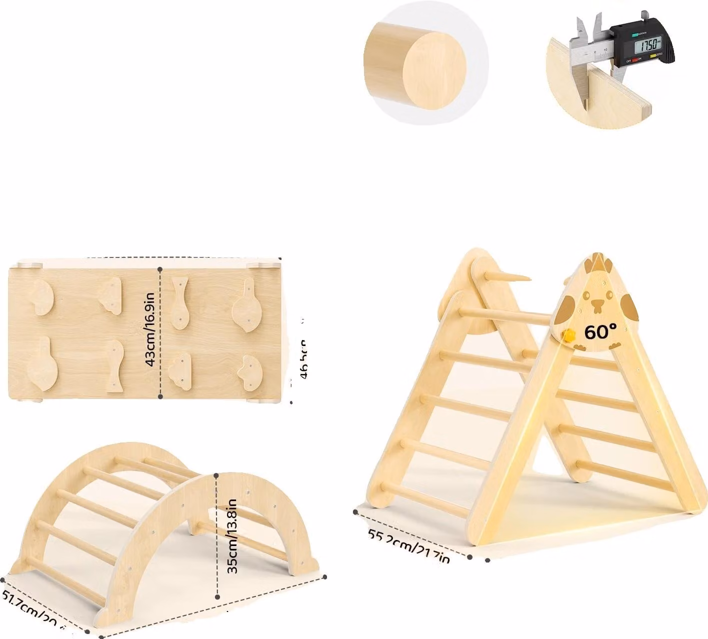 Struttura da arrampicata da interno, design regolabile, costruzione resistente, colore: bianco