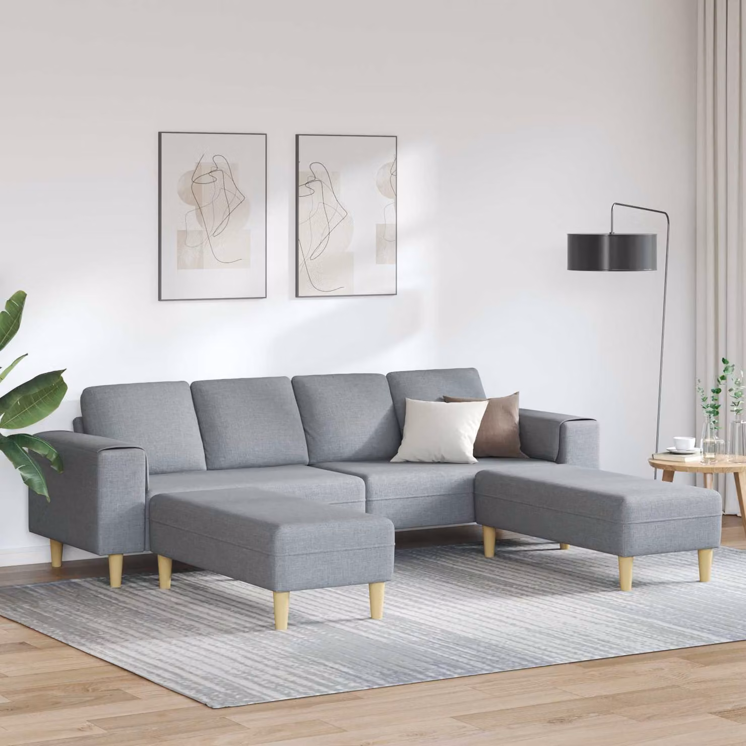 Set di divani da soggiorno vidaXL in tessuto grigio con cuscini inclusi