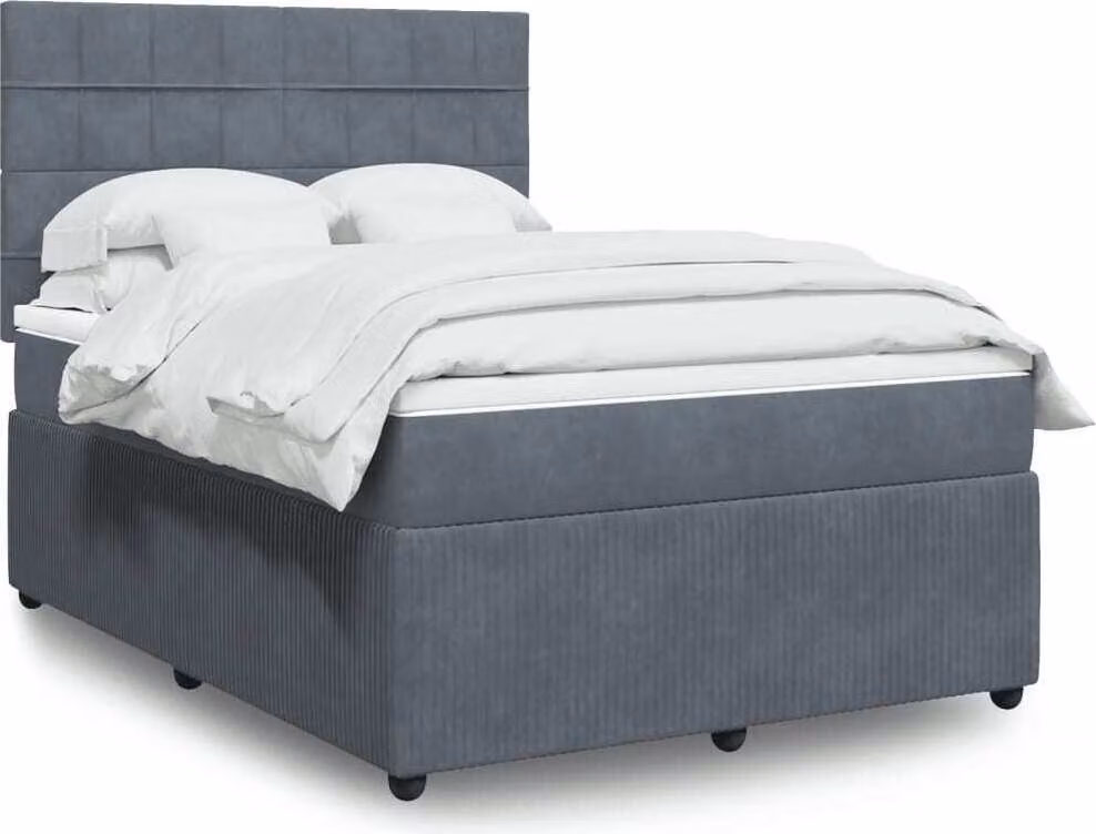 Maison Exclusive - Giroletto a Molle con Materasso Grigio Scuro 160x200 cm Velluto