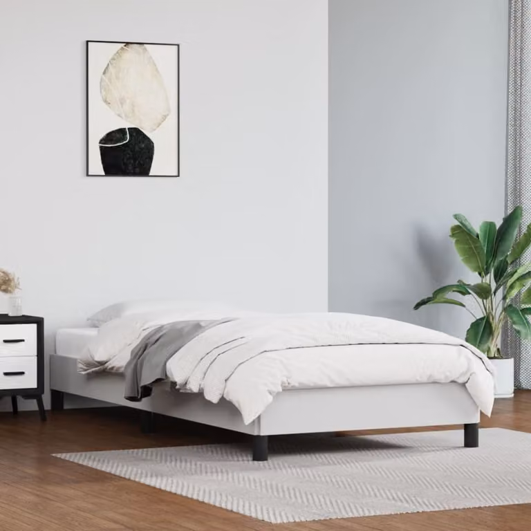 The Living Store Struttura letto bianca 90x200 cm in ecopelle