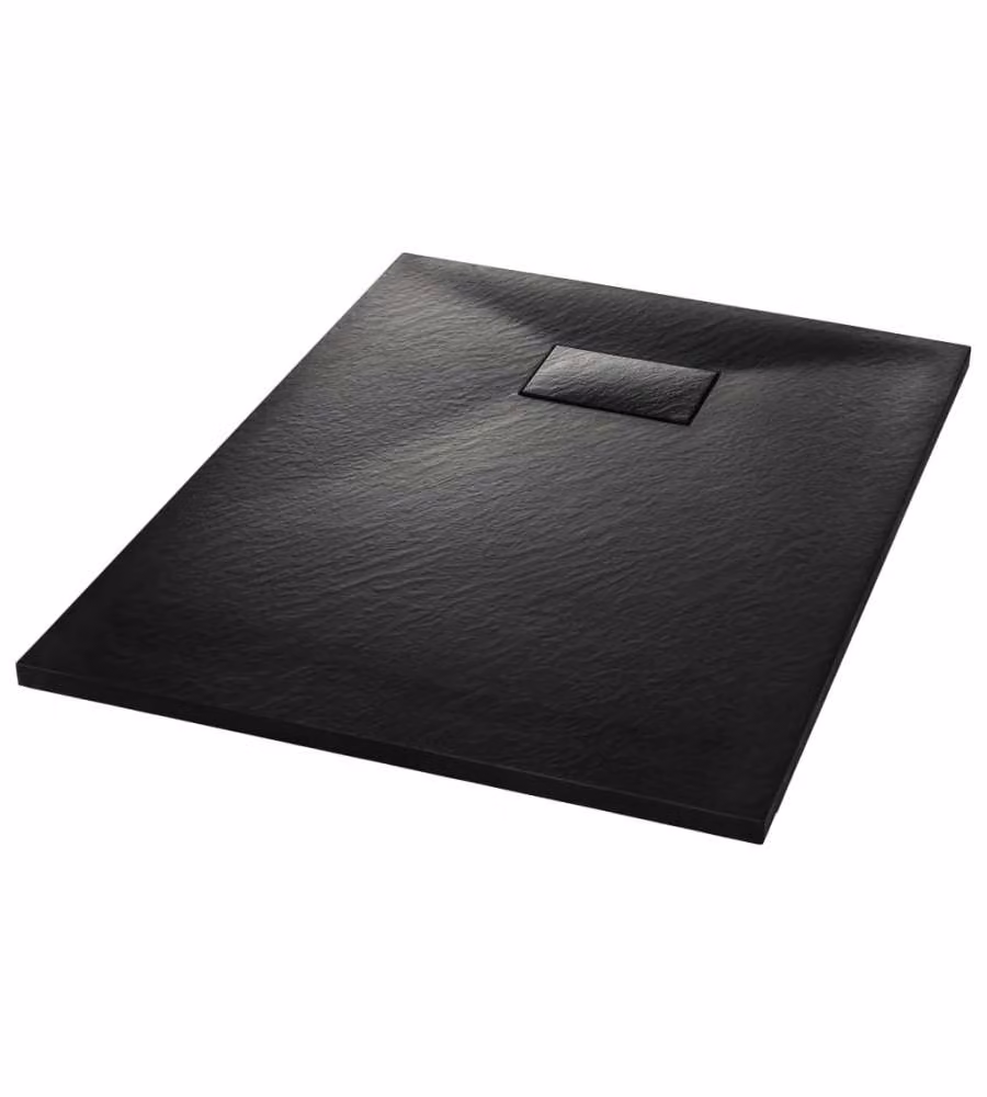 Piatto doccia rettangolare vidaXL in mineral cast nero con superficie antiscivolo L 100 cm x P 70 cm – 2