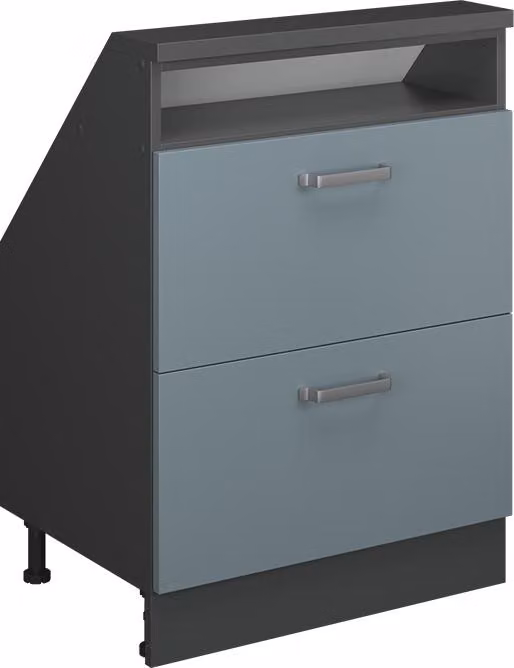 Mobile cucina sottotetto Vicco R-Line Grigio-blu 60 cm con 2 cassetti, Model 58217