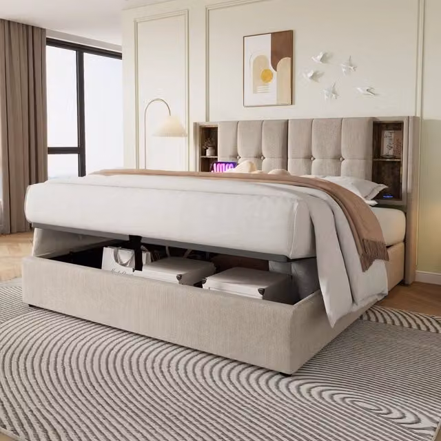 letto imbottito lino naturale 145 x 206 cm