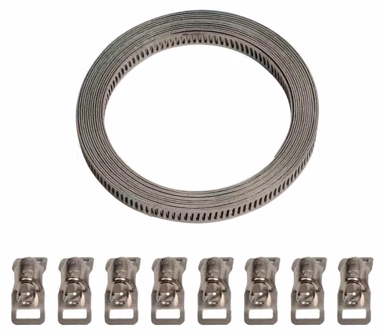 Kit nastro acciaio Lampa con 8 morsetti 300cm