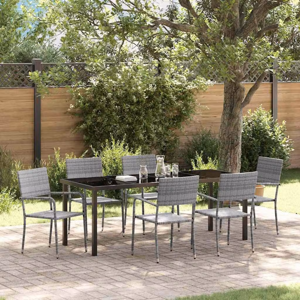 Maison Exclusive - Set da giardino per esterni, 7 pezzi, grigio, rattan sintetico