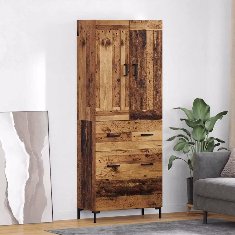 Set di 2 credenze vidaXL in legno e metallo marrone stile moderno L/P/H: 69,5 x 34 x 180 cm