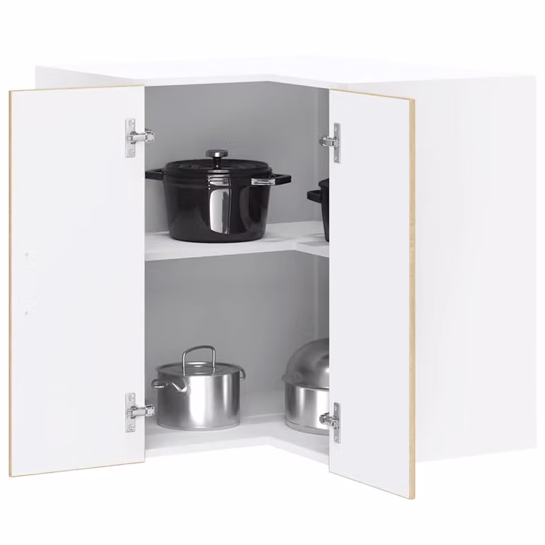 Pensile da cucina ad angolo moderno vidaXL Kalmar in MDF e composito, bianco e marrone, L: 60 cm, H: 57 cm, P: 57 cm