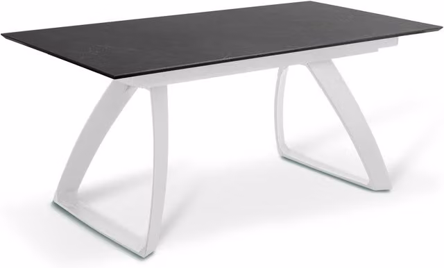E-Stylo Tavolo Allungabile Moderno con Top in HPL Nero su MDF e Gambe in Alluminio Bianco, L/P/H: 170/270 x 90 x 76 cm