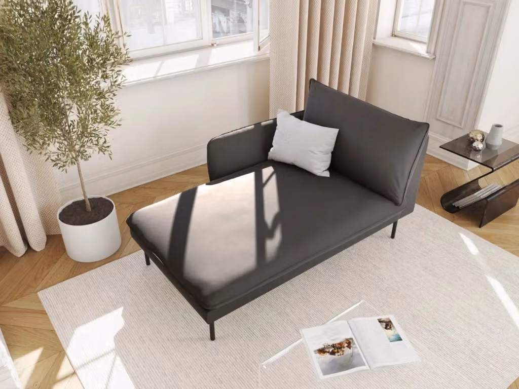 Chaise longue sinistra Vienna di Cosmopolitan Design in velluto grigio scuro L/P/H: 130 x 95 x 95 cm – 2