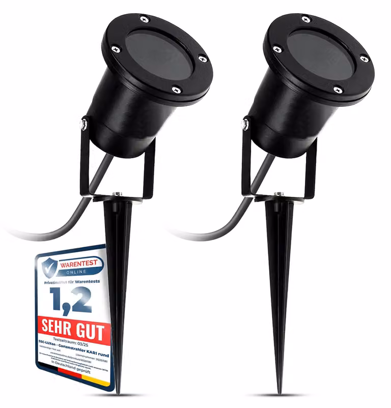 Set di 2 fari da giardino con picchetto da terra, grado di protezione IP65, attacco GU10, colore nero