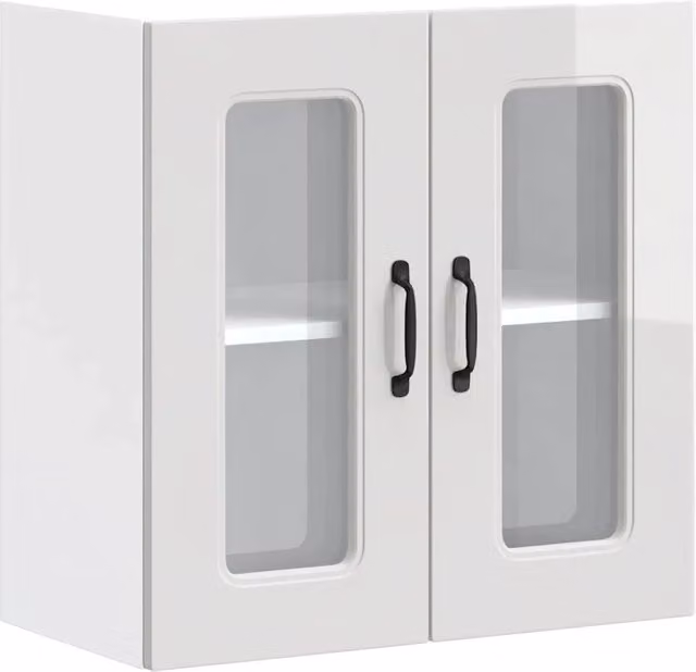 Pensile da cucina dal design moderno ottimizzato per lo spazio 60 x 31 x 60 cm in legno composito bianco lucido 02_0050044