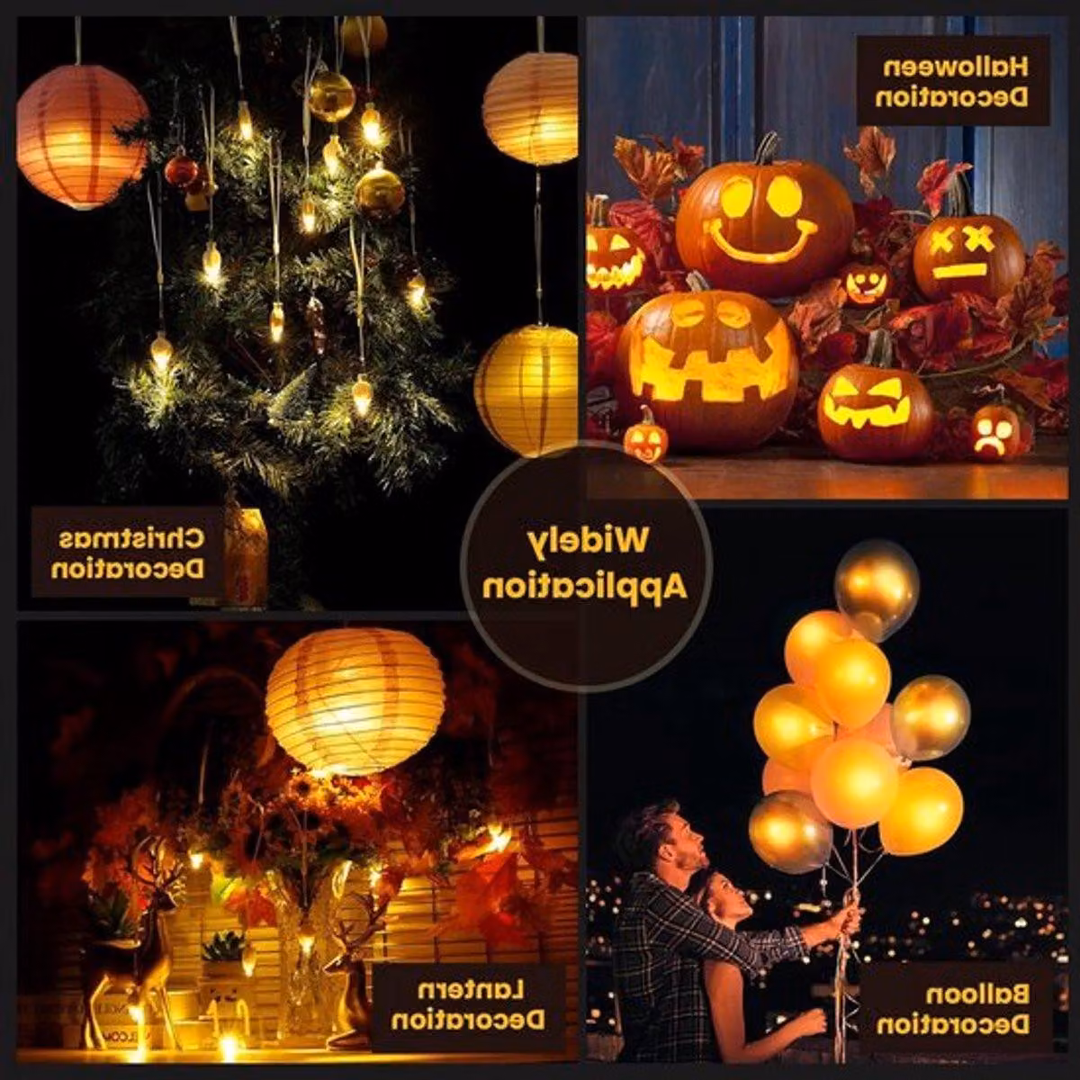12 luci a LED per palloncini, con luce bianca calda, ideali per matrimoni, Halloween, Natale e decorazioni festive, lanterne e palloncini