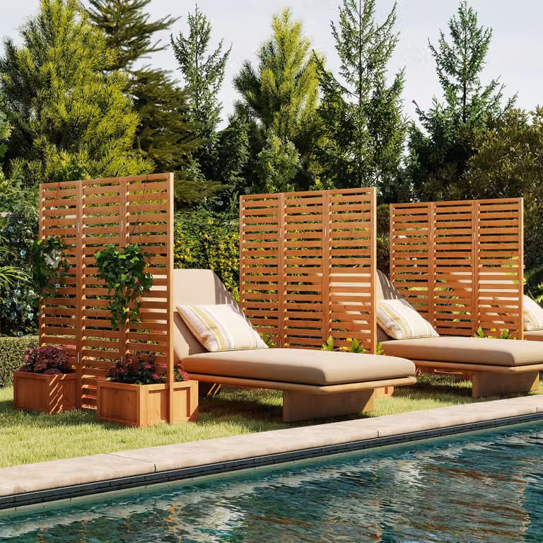 Costway Schermo decorativo privacy 2 fioriere autodrenanti 3 pannelli pieghevoli, Recinzione legno traliccio per giardino cortile terrazza