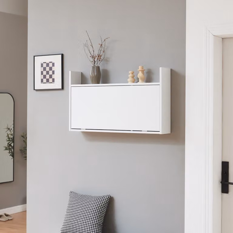 Scrivania pieghevole 'Rautalampi' con ripiano e 2 scomparti 83 x 48 x 15 cm Bianco