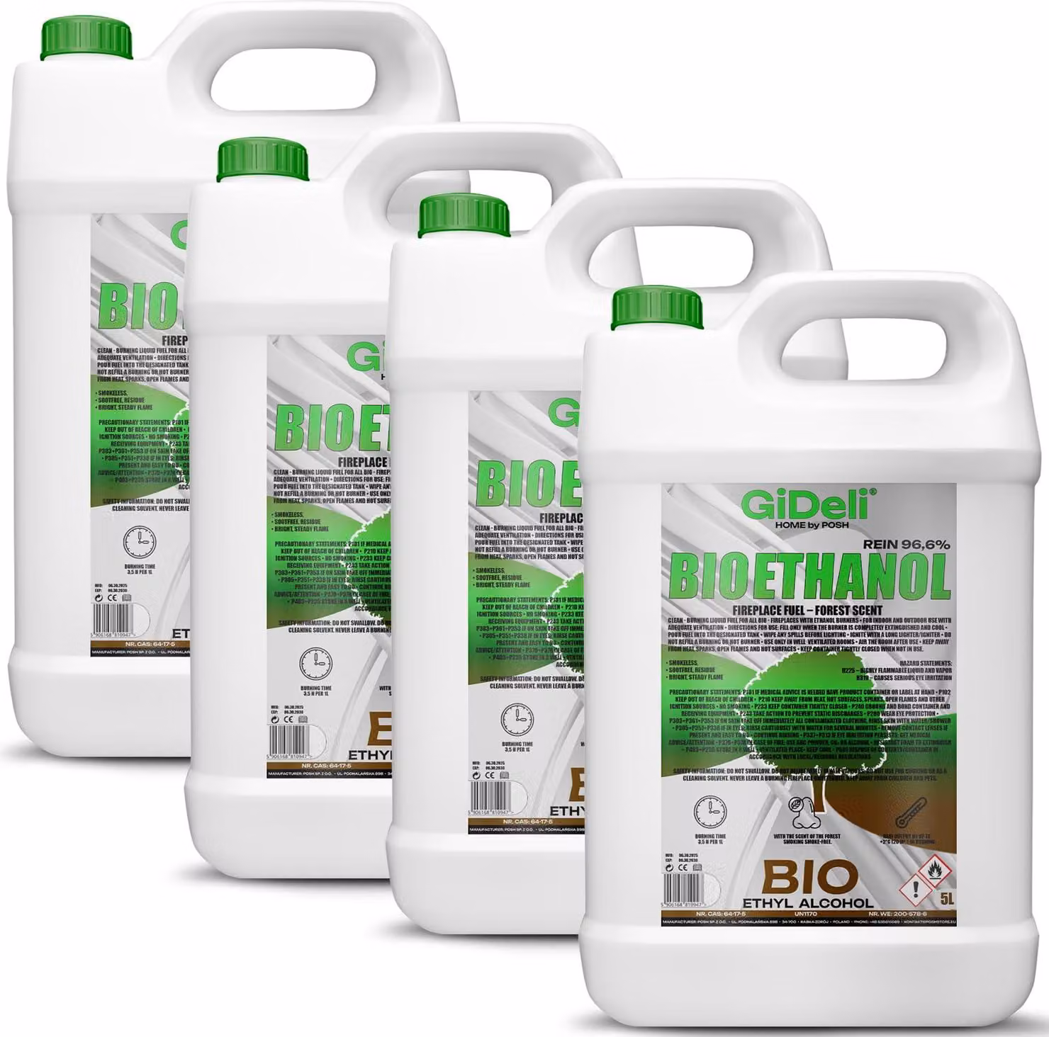 Bioetanolo profumato alla foresta 96,6% 20L per caminetti universali senza fumo e senza fuliggine GiDeli