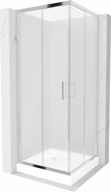 Mexen Rio cabina doccia quadrata 80 x 80 cm, smerigliata, cromo + piatto doccia Rio, bianco - 860-080-080-01-30-4510