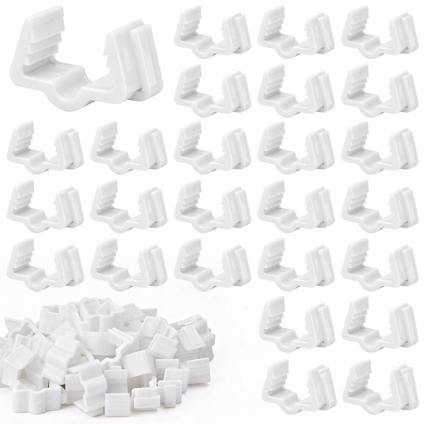 60 supporti per grondaie, adatti per catene luminose, dimensioni 1,8–2,5 cm, in PP