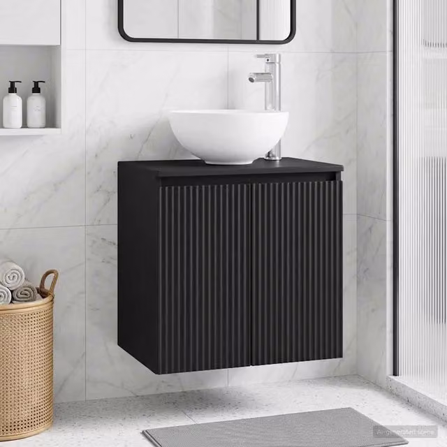 Mobile Lavabo da Parete Moderno vidaXL Nero Opaco L: 49,5 cm, P: 41,0 cm, H: 64,5 cm