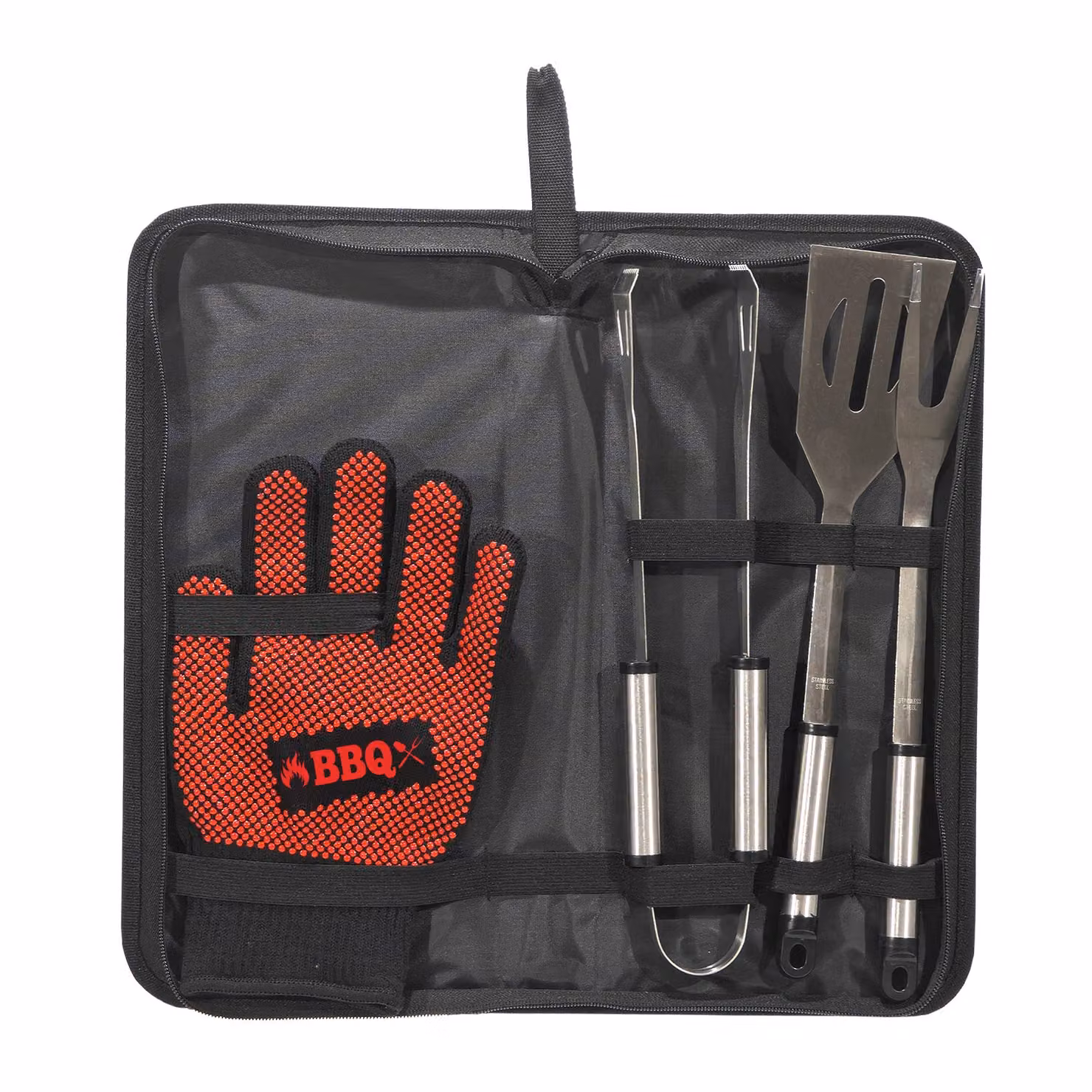 Gusto Casa Set Barbecue 4 Pezzi in Acciaio Inox Argento con Guanto Termico Resistente al Calore – 3