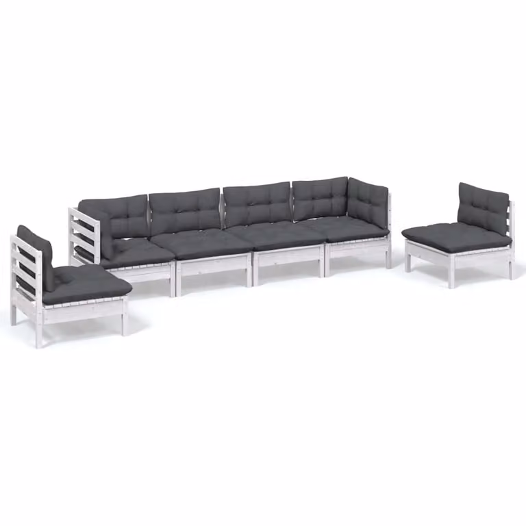 Set Salotto da Giardino 6 pz con Cuscini Legno Massello di Pino